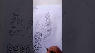 ||#jay #Ma #Kushmanda #devi #pencil #colour ||#Navratri #kushmanda #kath #day_4|| #2024||🕉️💫