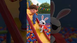 Epic Slide Adventure | Kids Cartoon in Pixar Style 🎢🐰 | Saqlain Bytes #shorts #animation