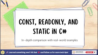 Const vs Readonly vs Static in C# 🔥 |  #coding #viralvideo #csharp #trending #viral #programming