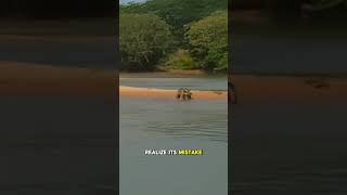 Jaguar Ambushes Sunbathing Caiman With A Fatal Pounce  #wildlife #predatorvsprey  #animals
