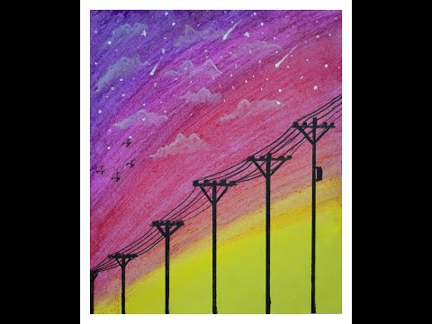 Easy Scenery Drawing with Oil Pastel #shorts #funcrafts