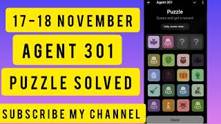 Agent 301 Daily combo card 17-18 November  | Agent 301 Puzzle Solved Today 17 November  |