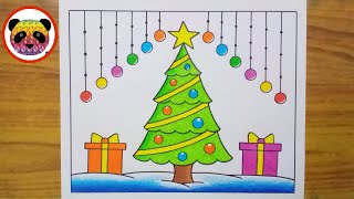 Merry Christmas Drawing / Christmas Drawing Easy Steps / Christmas Tree Drawing /Christmas Painting