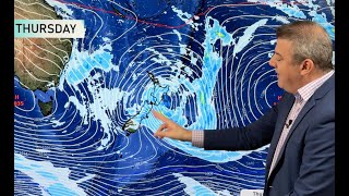 Severe weather risks for NZ  Wed/Thu as low moves through, high pressure to follow