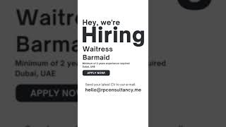 Waitress jobs | career opportunity | Hotel jobs in Dubai | UAE jobs #jobs #shorts #viral #uae #dubai