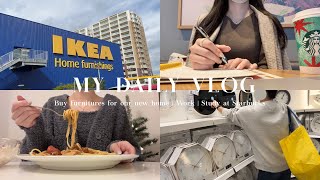 MOVING VLOG📦 | Shopping new furnitures at IKEA +Packing! | Work, Study at Starbucks📚