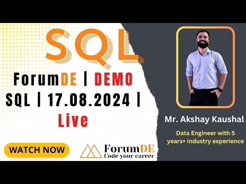 ForumDE | SQL Demo Session  | LIVE | Mr. Akshay Kaushal | 17.08.2024 #sql #education #career #azure