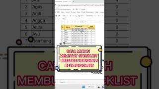 CARA MUDAH MEMBUAT CHECKLIST PRESENSI KEHADIRAN DI SPREADSHEET #shorts