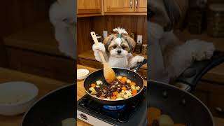 Tzu Chef making noodle soup, so yummy! #aicooking #animals #dog