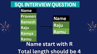 SQL Query Employee Name Start with R and Total length should be 4 | Like Operator
