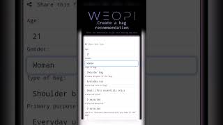 Discover the perfect bag for your fashion style using Weopi AI Forms!👜🔍Weopi.com#website #AItutorial
