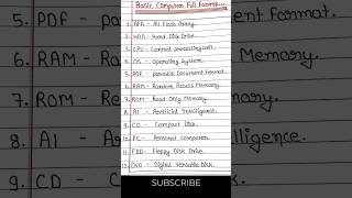 Computer abbreviations full forms | #shorts #computer #viral