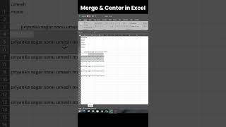 Merge and Center in Excel #exceltrick #excel #msoffice #excelformula #excelhindi  #shortcutkeys