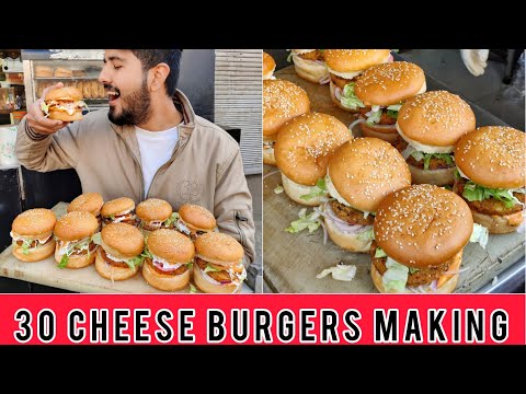 30 CHEESE BURGER MAKING || 5000 Calories || Super Fast Cooking Skills ||