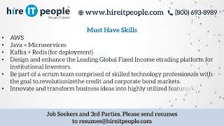 Cloud Platform Jobs  | Amazon Webservices(AWS) Jobs | New York, NY | Job ID: 34288 |