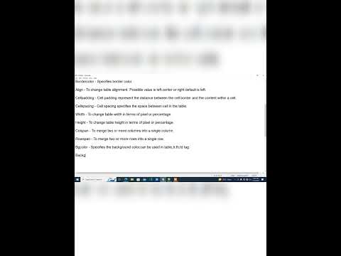 Html Table Tag. | Day - 11 Part 2 | #shorts