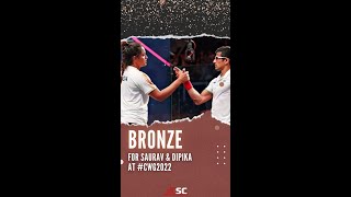 Bronze for Saurav & Dipika at #cwg2022 🥉🇮🇳🔥 #squash #commonwealthgames #teamindia #shorts
