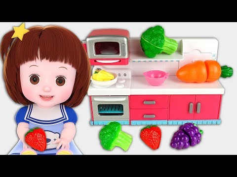 Baby Doli Kitchen - fruit vegetable cooking egg bread