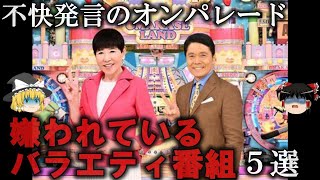 【ゆっくり解説】嫌われているバラエティ番組５選をゆっくり解説
