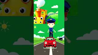 "🚂 The Happy Train Meets the Safety Hero 👮‍♂️🚗🌞"