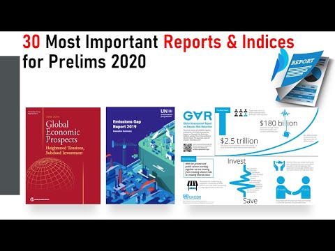 30 Most important Reports and Indices for Prelims 2020 | MCQs