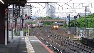 JR西日本 223系2000番台 W編成+V編成 新快速 姫路行き 北部大雨のため14分遅延 膳所駅通過 20250611