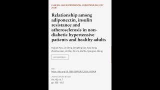 Relationship among adiponectin, insulin resistance and atherosclerosis in non-diabeti... | RTCL.TV