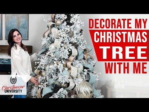 DECORATE YOUR FLOCKED CHRISTMAS TREE LIKE A DESIGNER – Luxurious Ribbon, Picks and Statement Pieces!