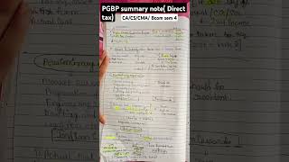 PGBP # SUMMARY NOTE #direct tax # CA/CS /CMA inter/ Bcom sem 4