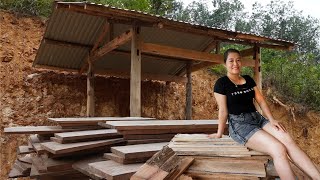 Move The Wood Into The Cabin House | BUILD A LOG CABIN, off-grid living Alone, ASMR | Building Life