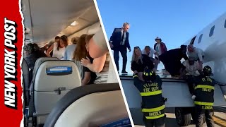 Frightening emergency evacuation of United Airlines flight after smoke reported in cabin