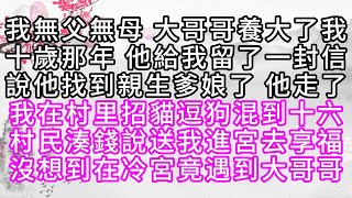 我無父無母，大哥哥養大了我，十歲那年，他給我留了一封信，說他找到親生爹娘了，他走了，我在村里招貓逗狗，混到十六，村民湊錢，說送我進宮去享福，沒想到，在冷宮竟遇到大哥哥【幸福人生】#為人處世#生活經驗