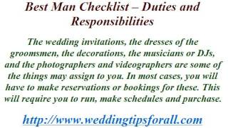 Best Man Checklist -- Duties and Responsibilities