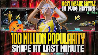 100 MILLION Popularity Snipe At Last Minute!Best Popularity Battle Ever In Pubg History😨