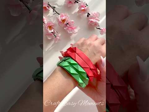 DIY cute bracelet with paper 🟥🟩#diy #handmade #crafteasymoments #diyideas #diycraft #paper #shorts