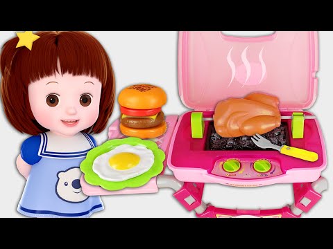 Baby doli BBQ table cooking play and juice shop toys