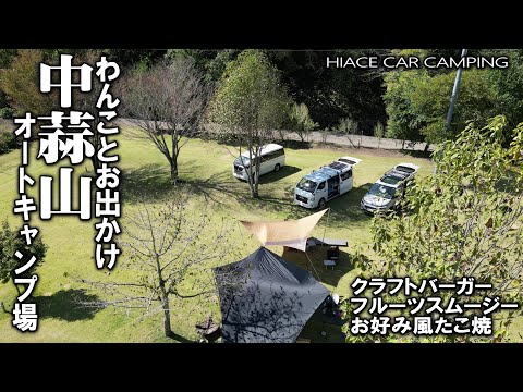 【ハイエースでデイキャンプ/バーガー＆スムージー】わんことお出かけ、中蒜山オートキャンプ場にてハンバーガー＆スムージー作った