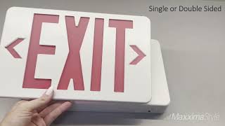 Single or Double Face LED Exit Sign, Hardwired Red Letter Emergency Exit Light with Battery Backup