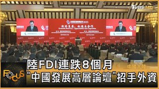 陸FDI連跌8個月 「中國發展高層論壇」招手外資｜方念華｜FOCUS全球新聞 20240325@TVBSNEWS01