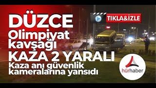 Düzce Olimpiyat kavşağında otomobil ile minibüs çarpıştı 2 yaralı