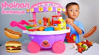 Mainan Gerobak Jualan Sosis dan Barbeque Set | Anak Lucu Main Masak-Masakan