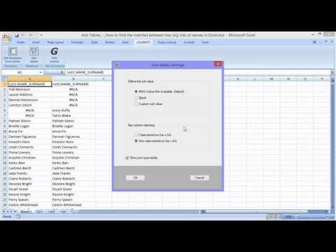 How to find the matches between two big lists of names in Excel, long video