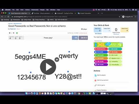 Primary 1 Passwords Quiz Activity from purposegames