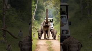 Elephant Sound 🐘 Giant African Elephant Trumpets at Safari Vehicle—A Clear Warning! 😳