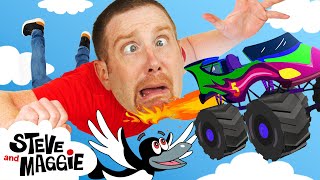 Best Monster Truck Story + More Toys from Steve and Maggie | Dinosaurs for Kids | Finger Family Song