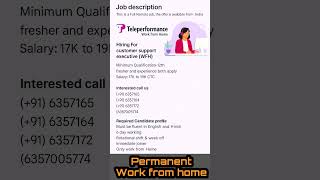 permanent work from home job available in tele performance #shorts #job #jobseekers #hiring #wfh