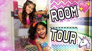 Room Tour - Mercedes & Evangeline Pink Rainbow Bedroom : VLOG IT // GEM Sisters