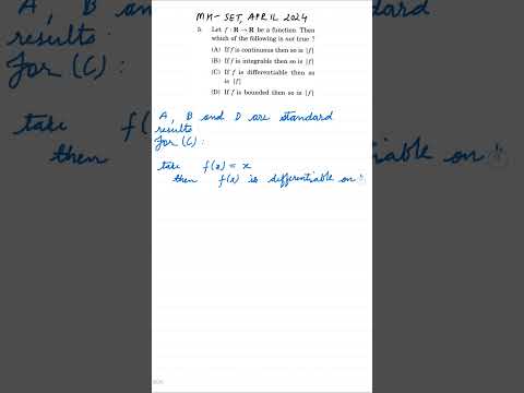 MH SET April 2024 A Paper 2 Section I #Mathematics #Math #NET #SET #ThatMathsProfessor #Analysis