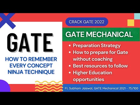 GATE Mechanical | Preparation strategy Without Coaching | How to REMEMBER SUBJECTS| Higher Education