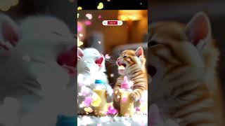 Too cute! 🍼💨 Kittens & puppies drinking and tooting. #PetHumor #BabyAnimals #FunnyPets #funny #short